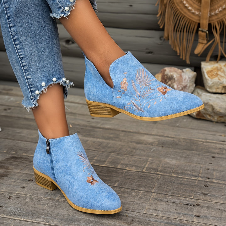 Josephine | Embroidered Ankle Boots
