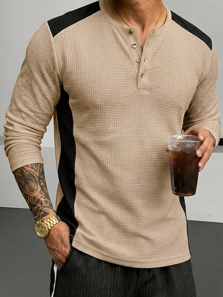 Sawyer | Textured Contrast Henley Shirt