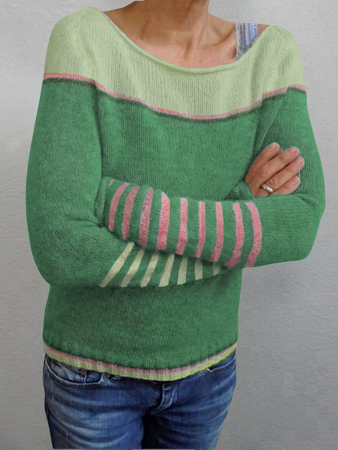 Annika | Colour-Block Boat Neck Sweater