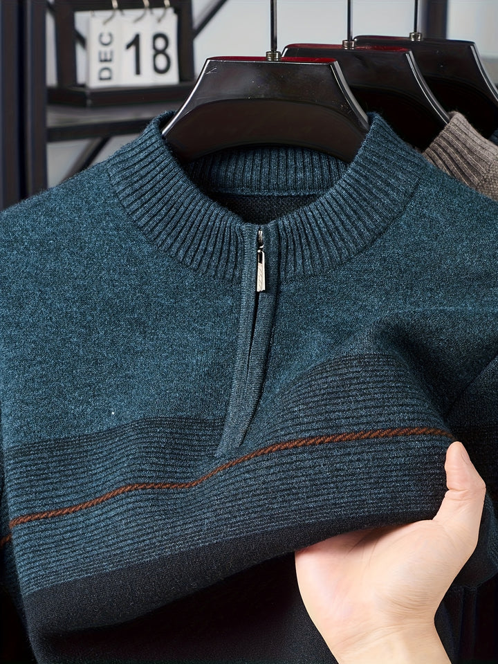 Ambrose | Half-Zip Striped Sweater
