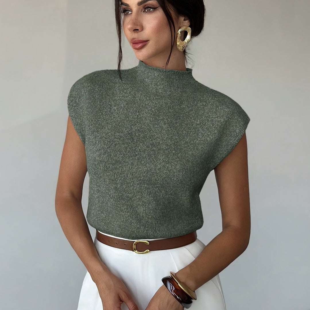 Tamsin | Mock Neck Cap-Sleeve Top