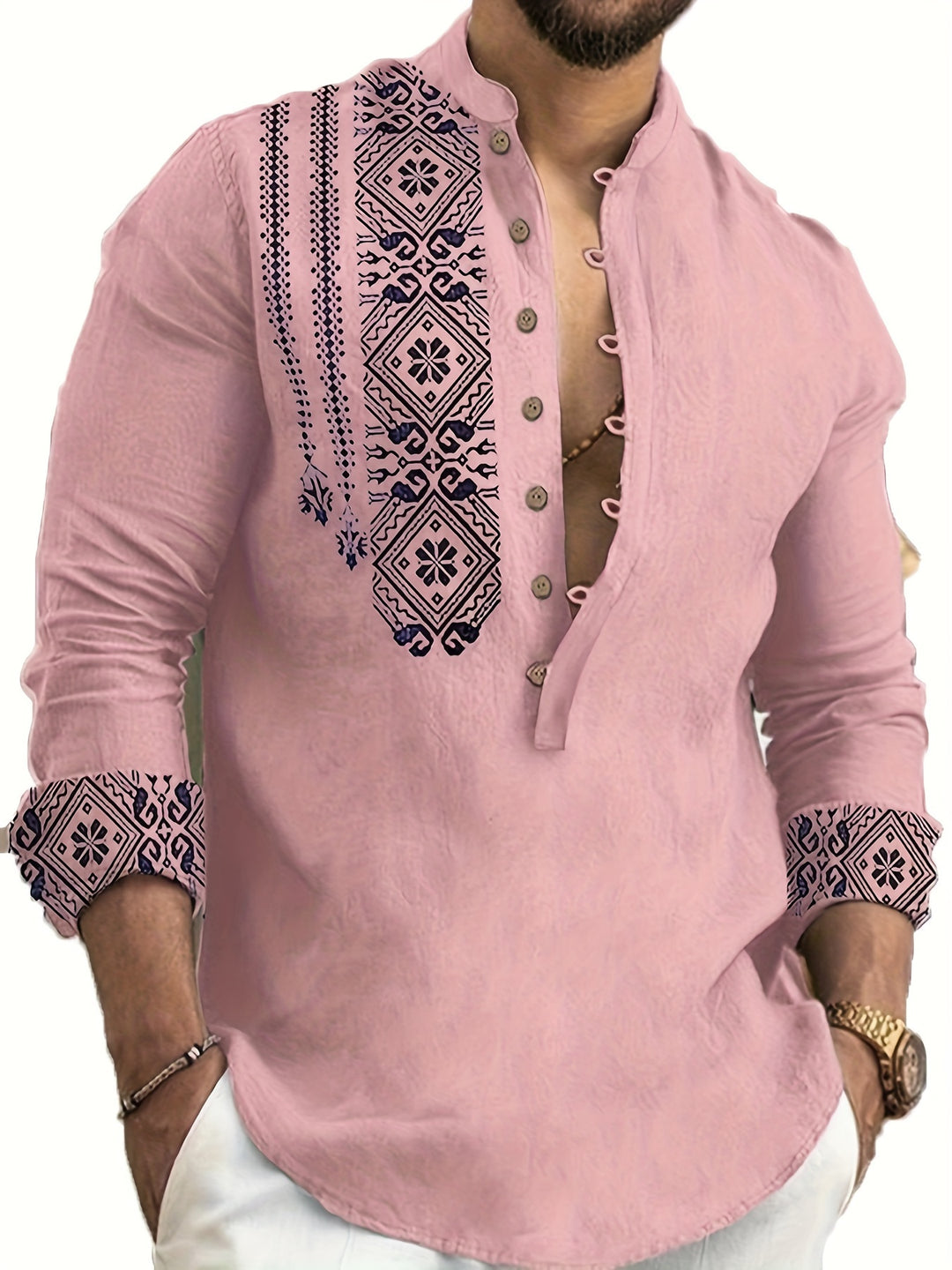 Dorian | Patterned Stand-Collar Shirt