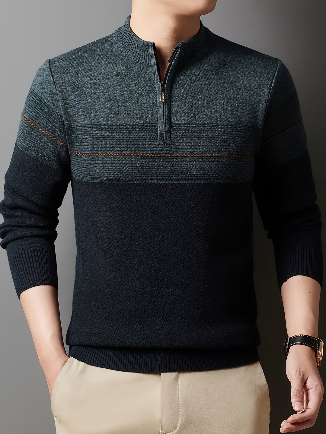 Ambrose | Half-Zip Striped Sweater