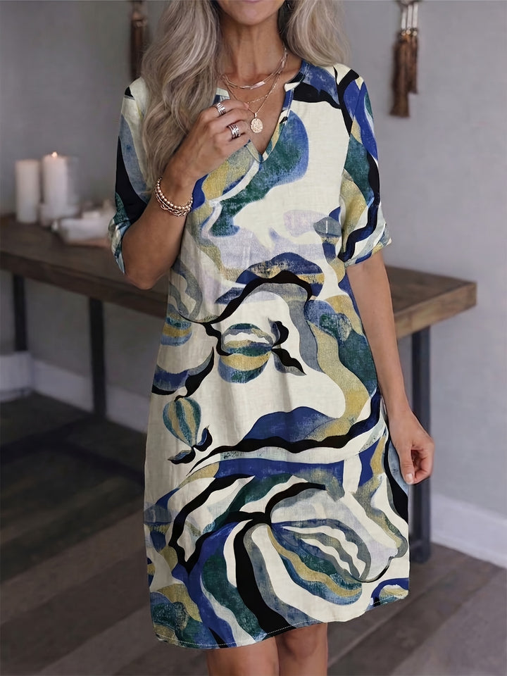 Marion | Artful Print V-Neck Dress