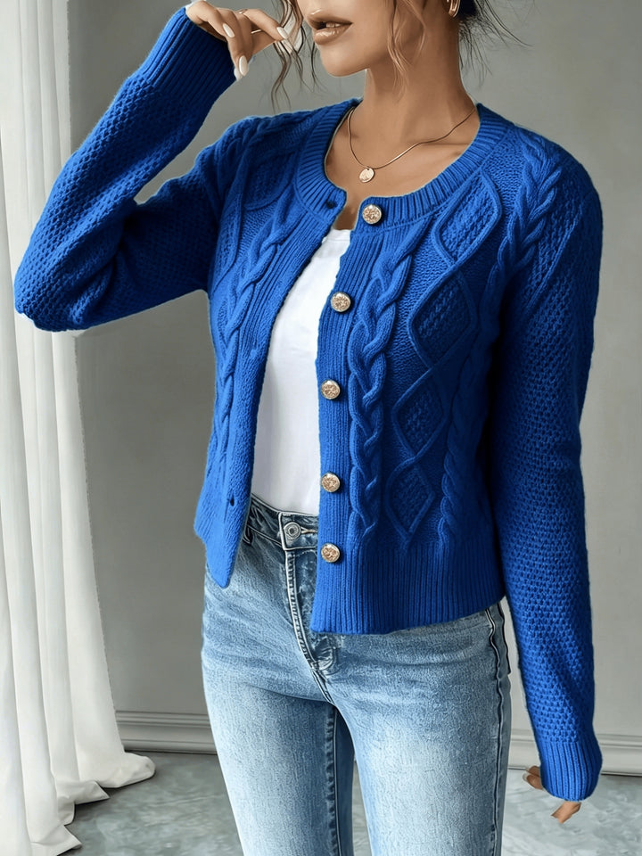 Cecilia | Cable-Knit Button-Front Cardigan