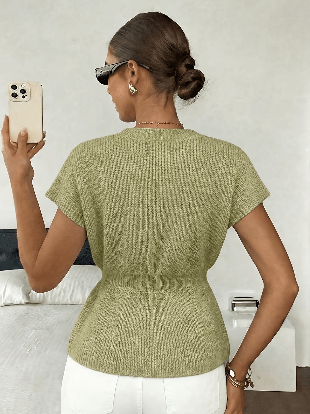 Heather | Button-Front Short-Sleeve Cardigan