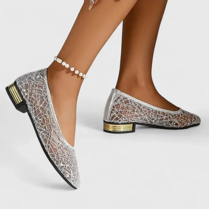 Camille | Textured Metallic Ballet Flats