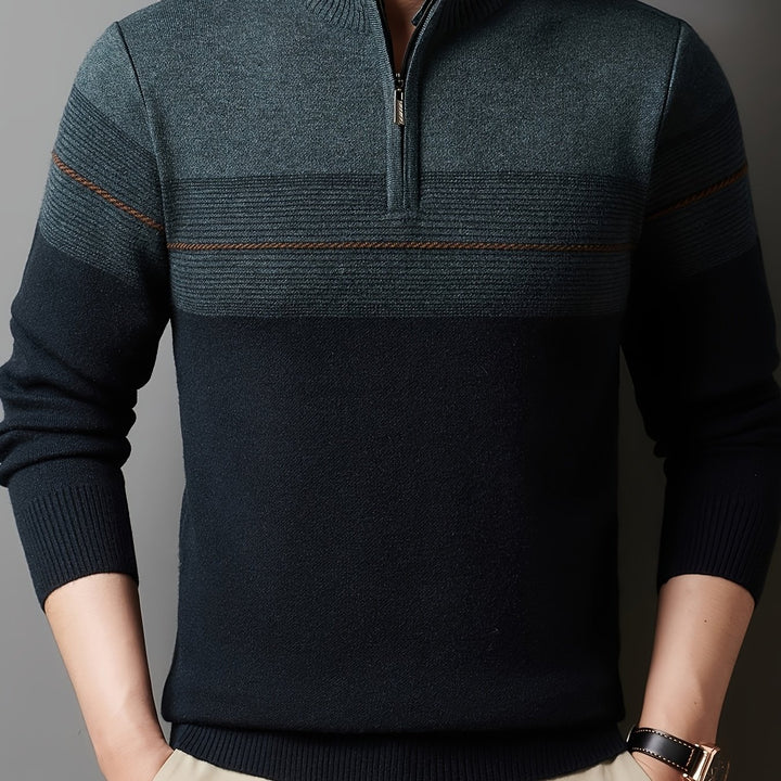 Ambrose | Half-Zip Striped Sweater