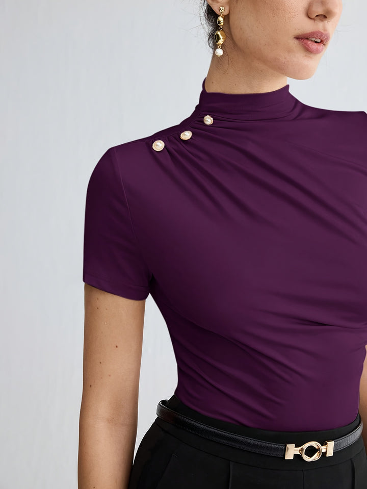 Hazel | Fitted Mock-Neck Top