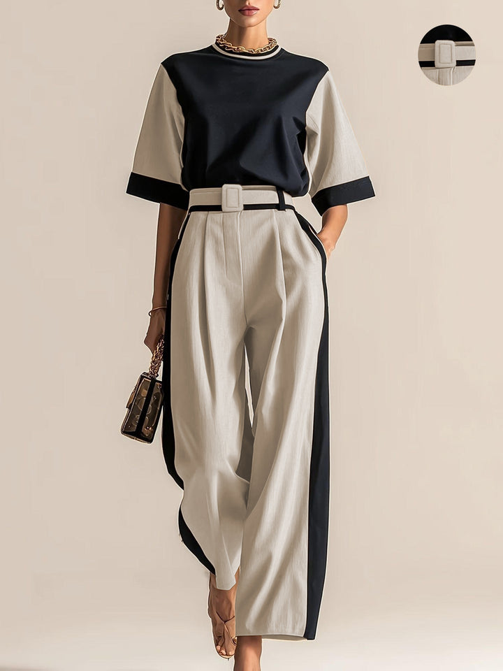 Belinda | Contrast-Trim Two-Piece Set