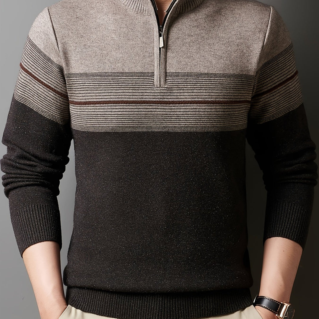 Ambrose | Half-Zip Striped Sweater