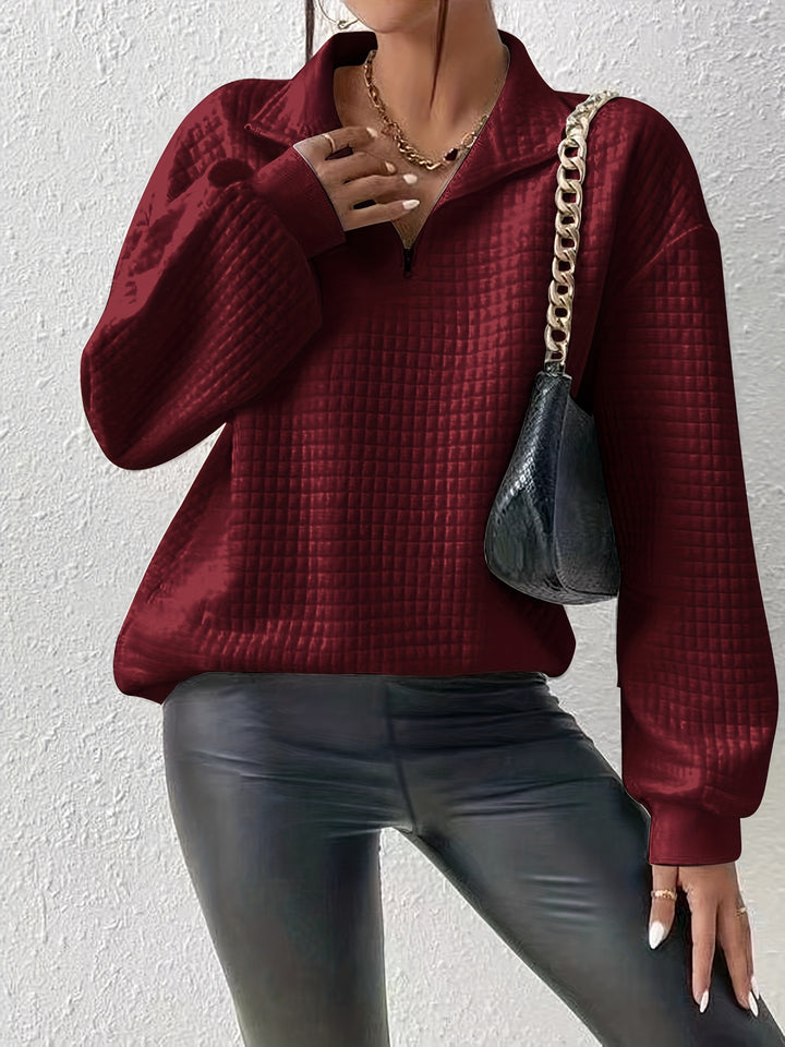 Elodie | Textured Quarter-Zip Pullover