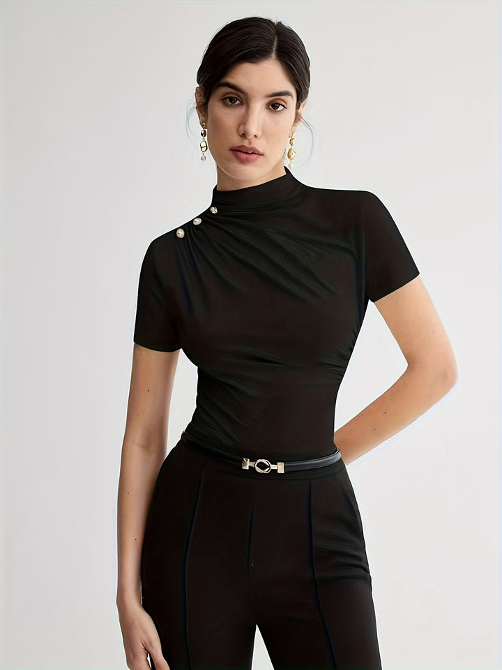 Hazel | Fitted Mock-Neck Top