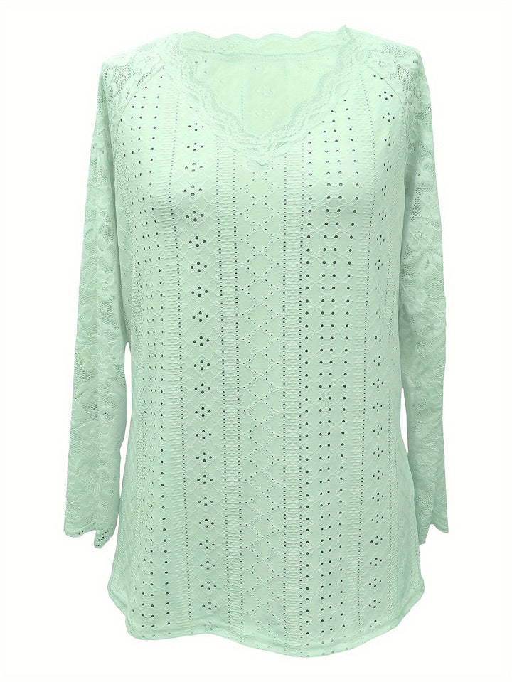 Rosetta | Lace-Sleeve Tie-Neck Top