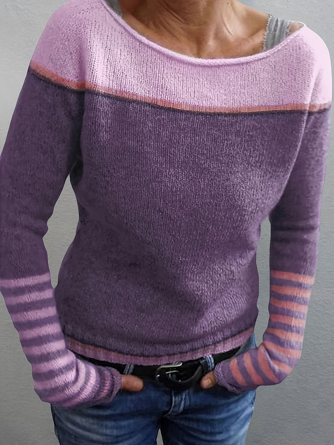 Annika | Colour-Block Boat Neck Sweater