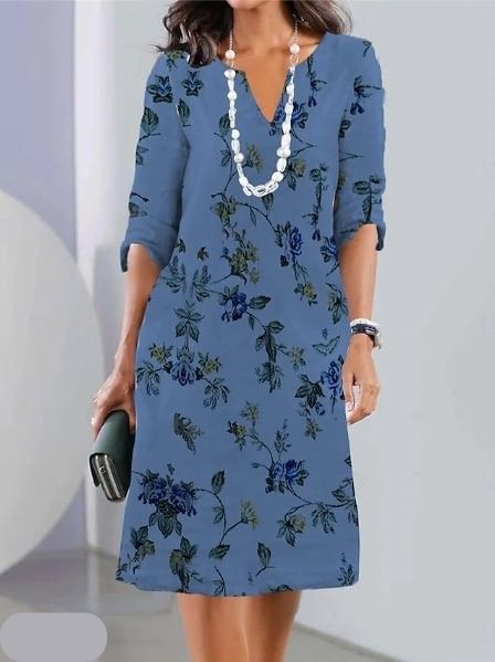 Rosamund | Floral V-Neck Tunic Dress