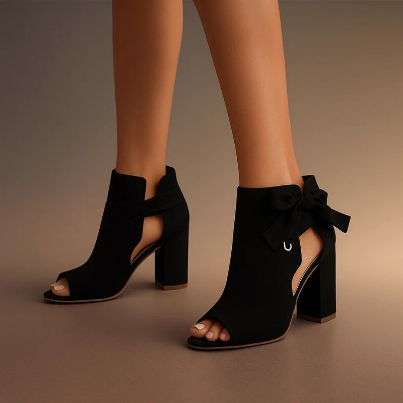 Blythe | Elegant Open Toe Ribbon Heels
