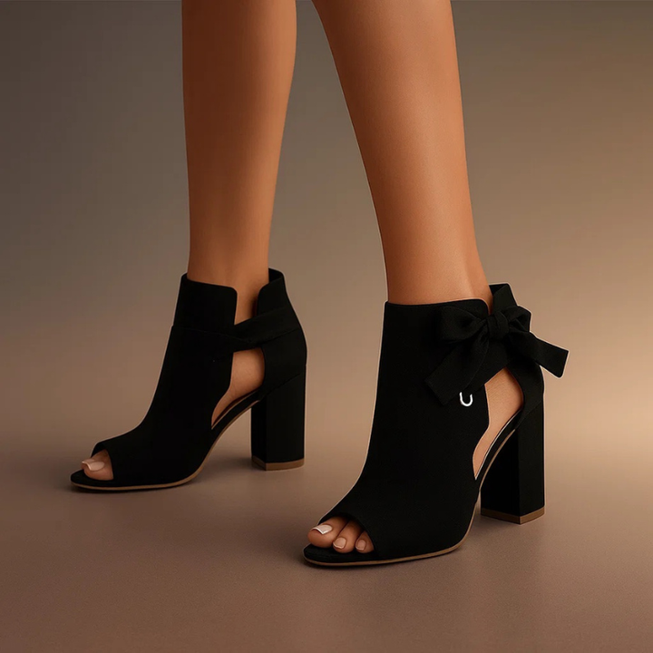 Blythe | Elegant Open Toe Ribbon Heels
