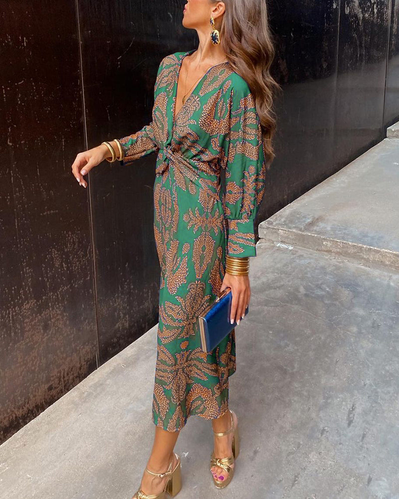 Jasmine | Elegant Long Sleeve A-Line Maxi Dress