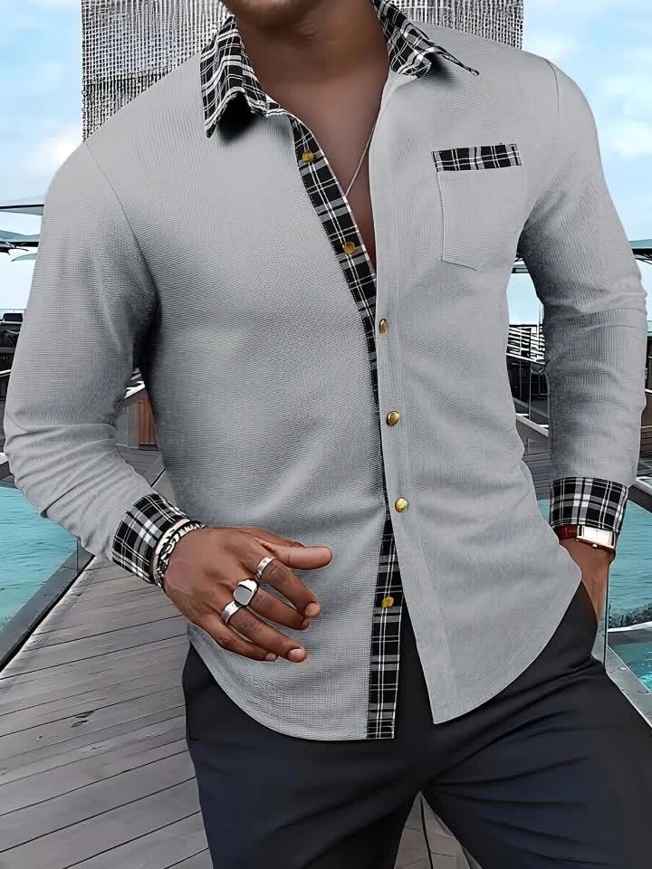 Curtis | Textured Contrast-Trim Shirt