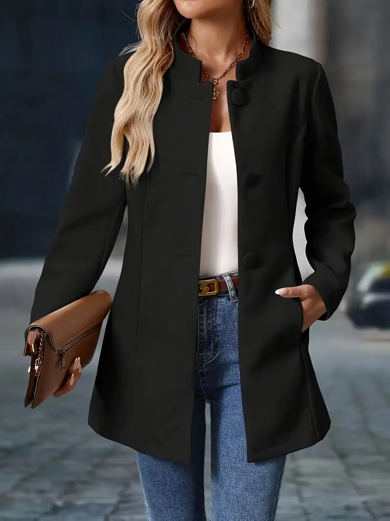Helene | Stand-Collar Button Coat