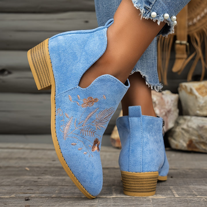 Josephine | Embroidered Ankle Boots