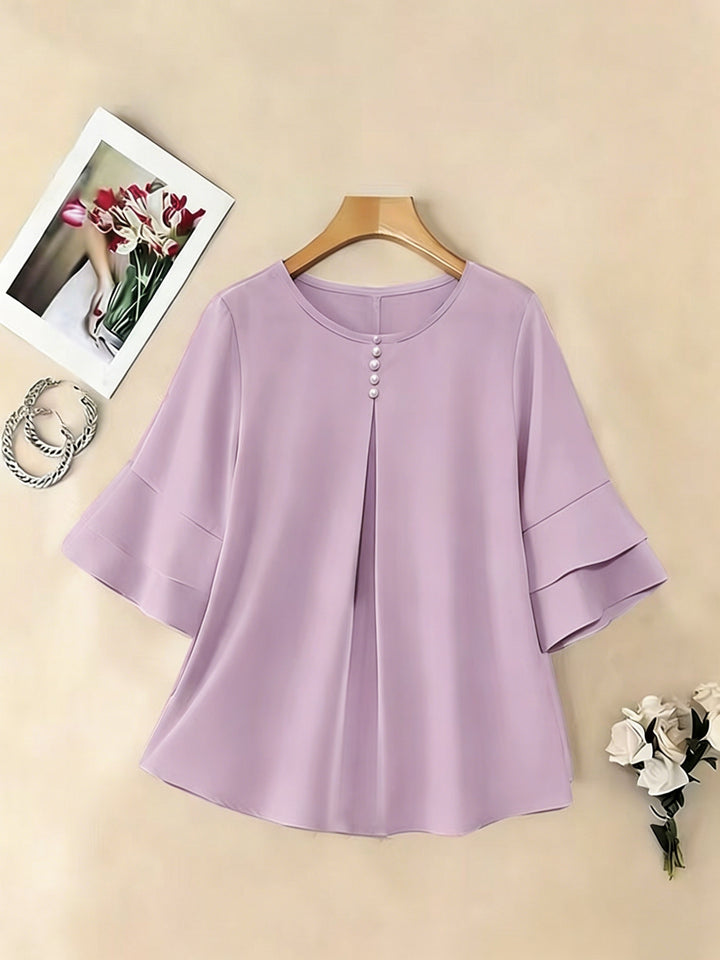 Isadora | Softly Draped Ruffle-Sleeve Blouse