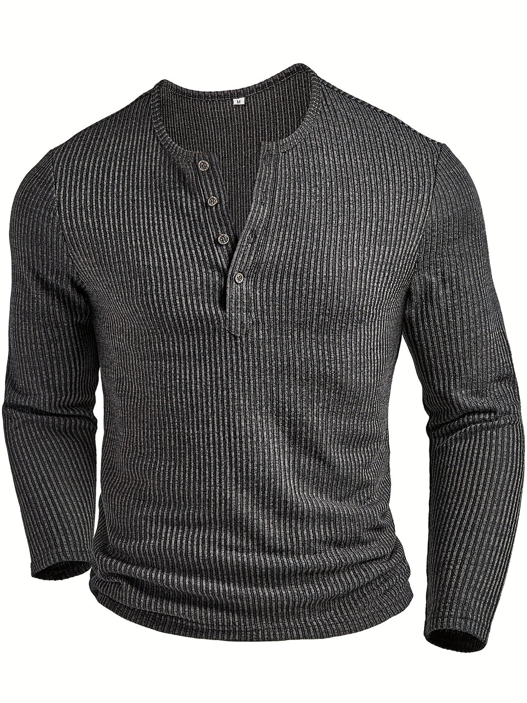 Malcolm | Ribbed Long-Sleeve Henley Shirt