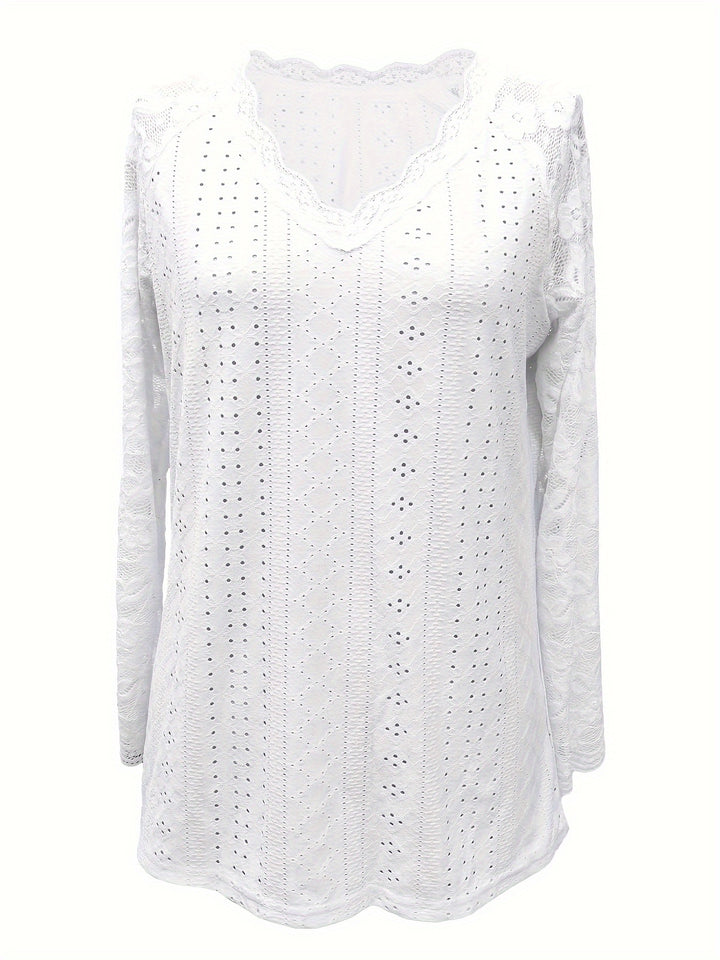 Rosetta | Lace-Sleeve Tie-Neck Top