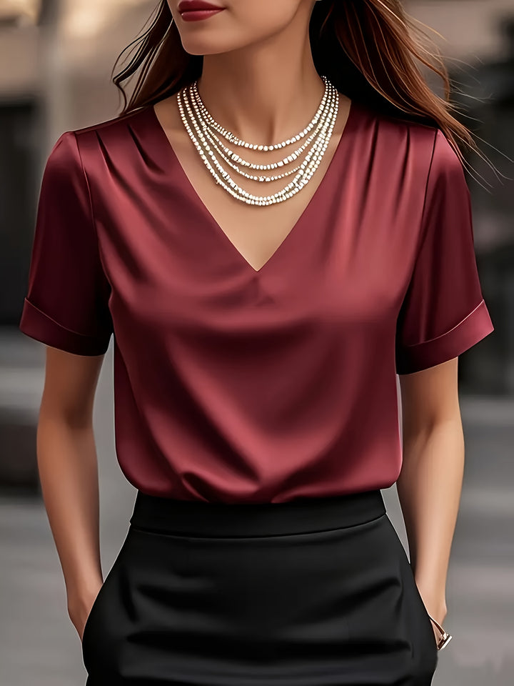 Katherine | Draped V-Neck Blouse