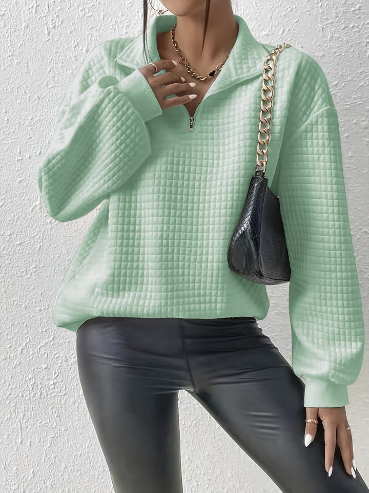Elodie | Textured Quarter-Zip Pullover