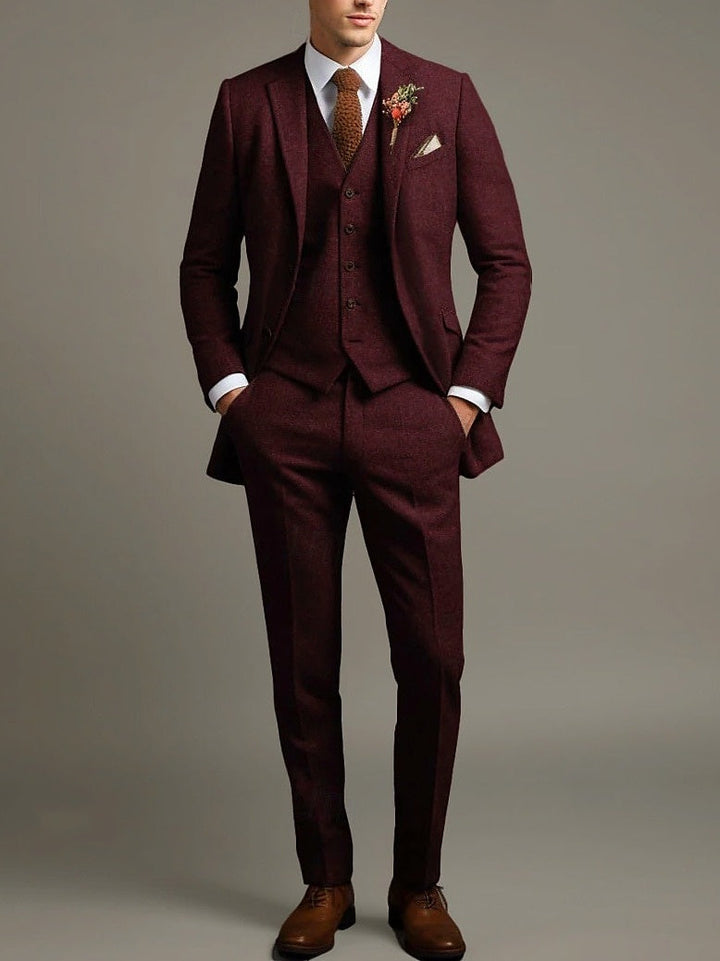 Stefan | Solid Coloured 3 Piece Retro Tailored Suit