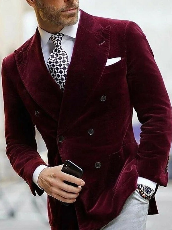 Zain | Velvet Preppy Lapel Slim Fit Six-Buttons Jacket