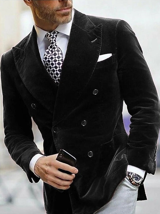 Zain | Velvet Preppy Lapel Slim Fit Six-Buttons Jacket