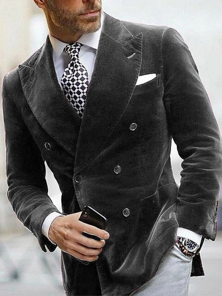 Zain | Velvet Preppy Lapel Slim Fit Six-Buttons Jacket