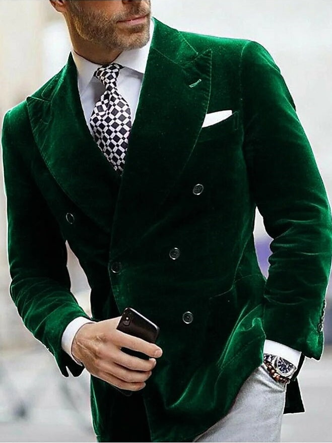 Zain | Velvet Preppy Lapel Slim Fit Six-Buttons Jacket