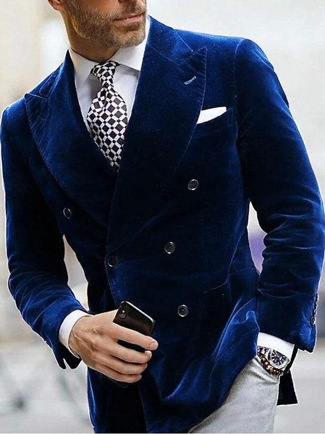 Zain | Velvet Preppy Lapel Slim Fit Six-Buttons Jacket