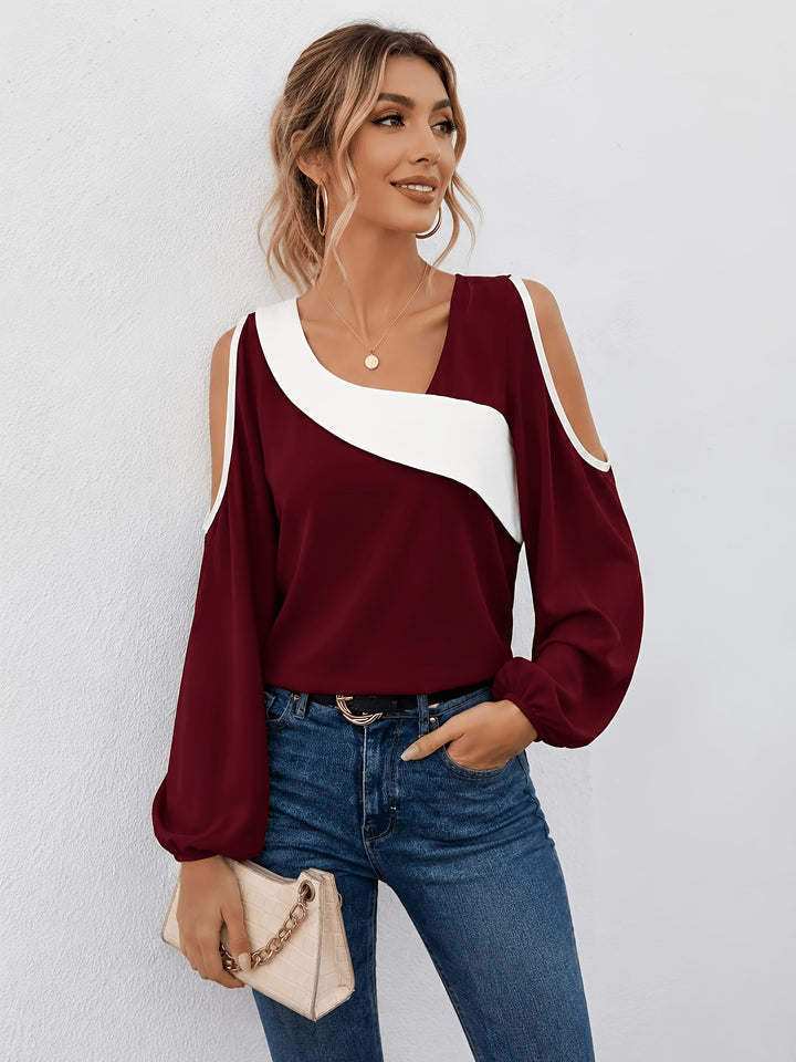 Larissa | Contrast Cold-Shoulder Blouse