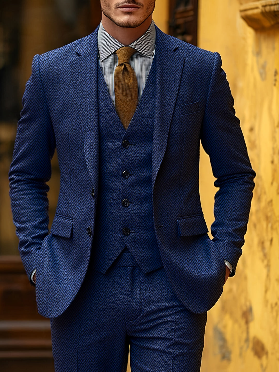 Winston | Herringbone Three-Piece Suit