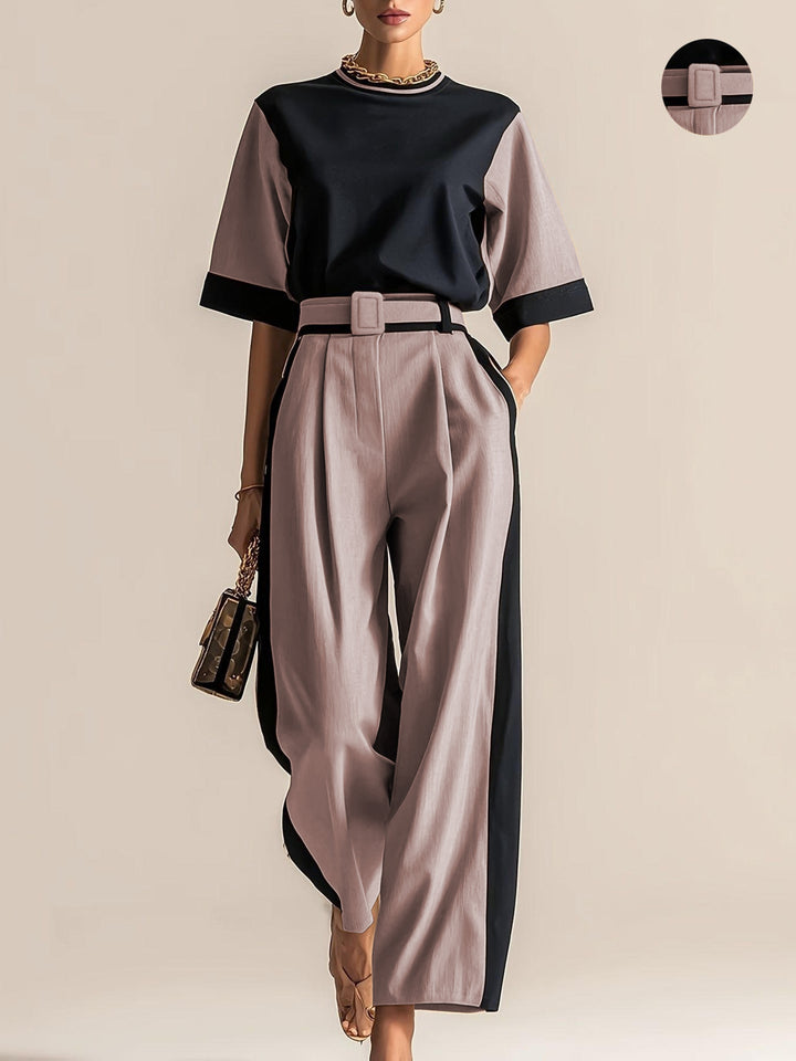 Belinda | Contrast-Trim Two-Piece Set