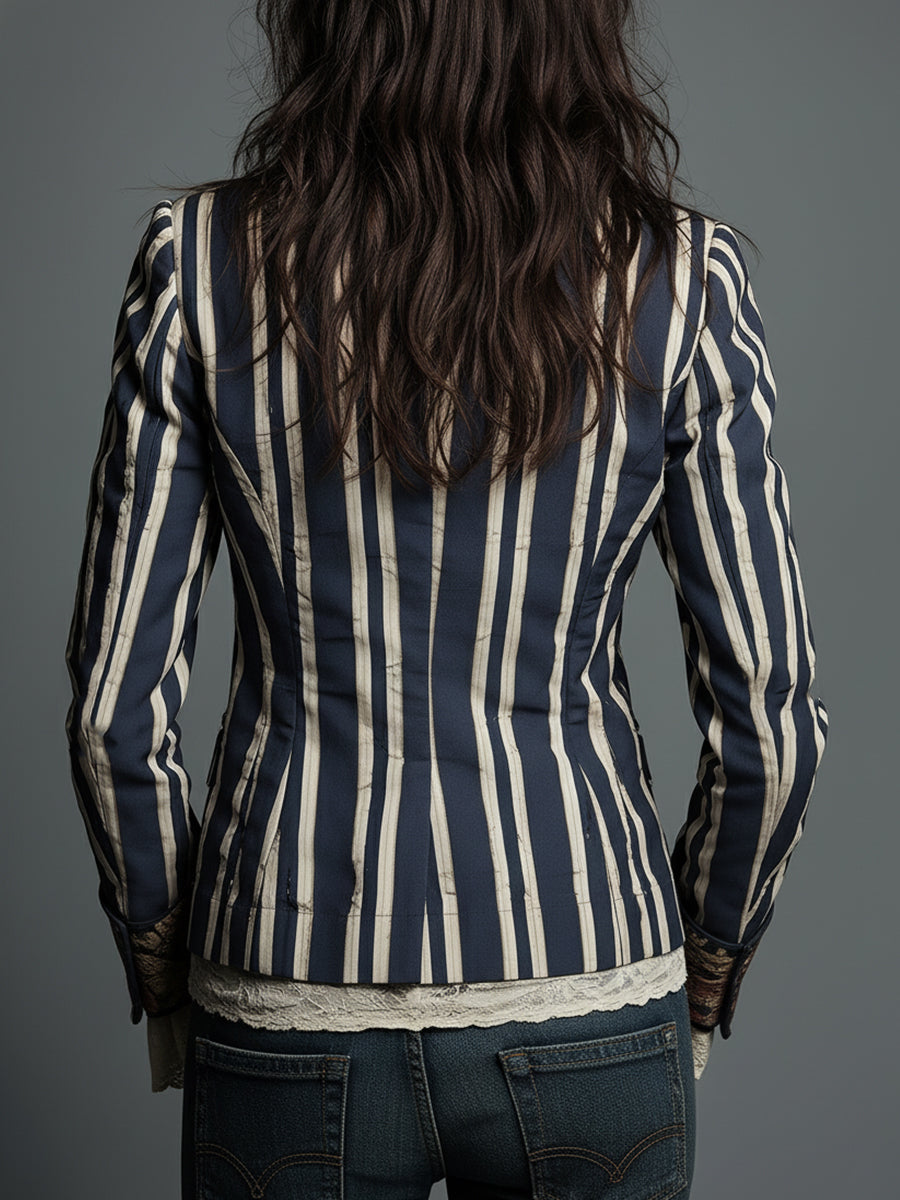 Nina | Classic Retro Bohemian Striped Blazer