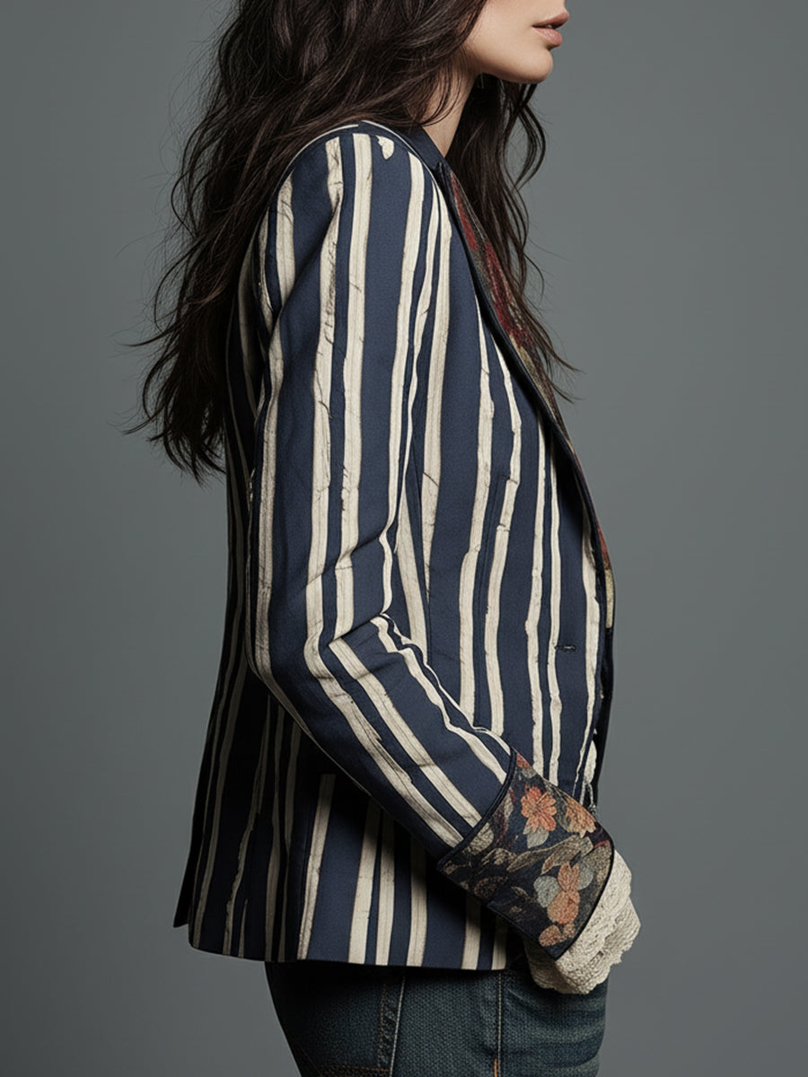 Nina | Classic Retro Bohemian Striped Blazer