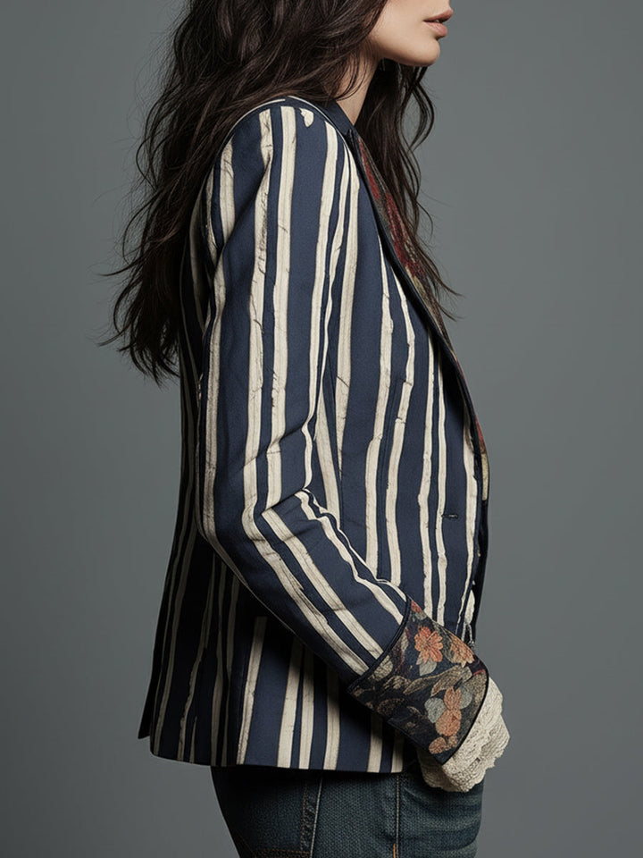 Nina | Classic Retro Bohemian Striped Blazer