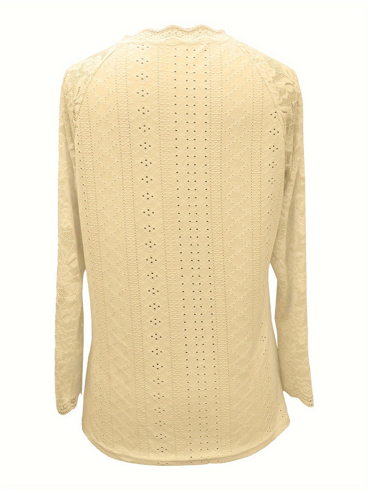 Rosetta | Lace-Sleeve Tie-Neck Top