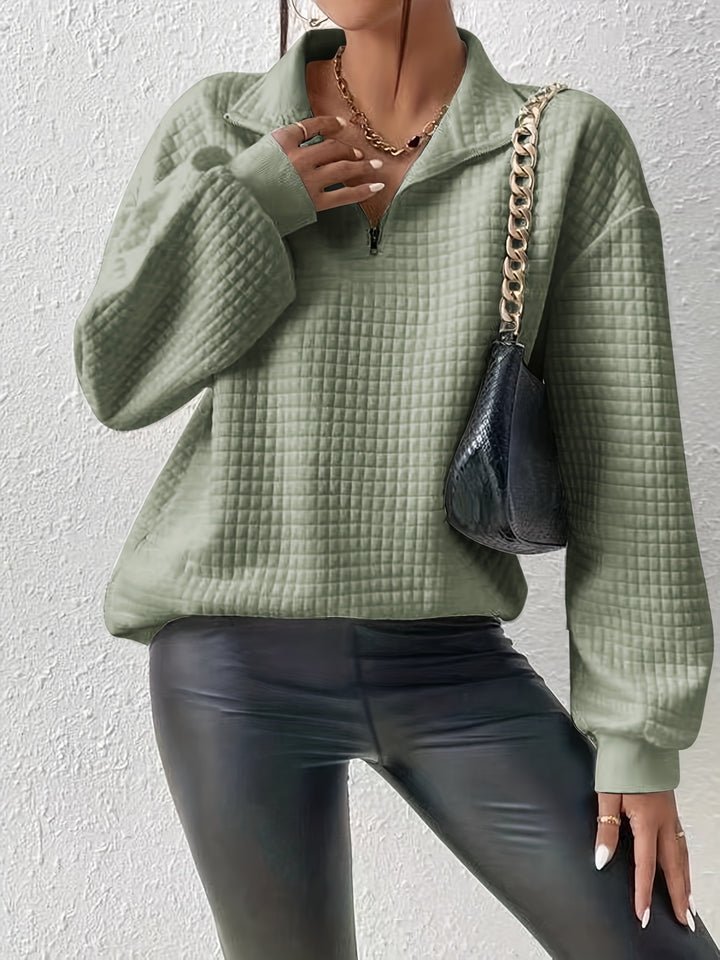 Elodie | Textured Quarter-Zip Pullover