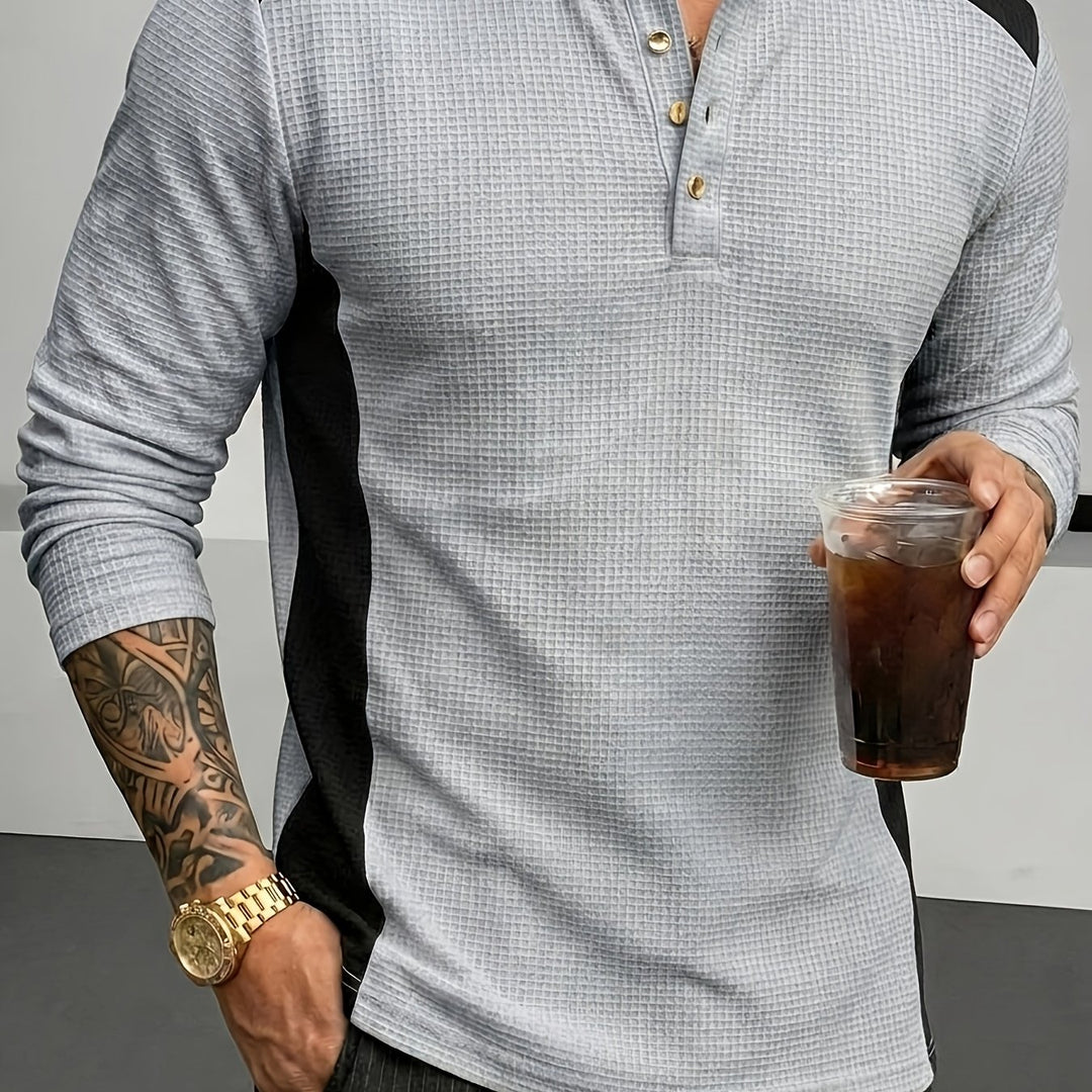 Sawyer | Textured Contrast Henley Shirt