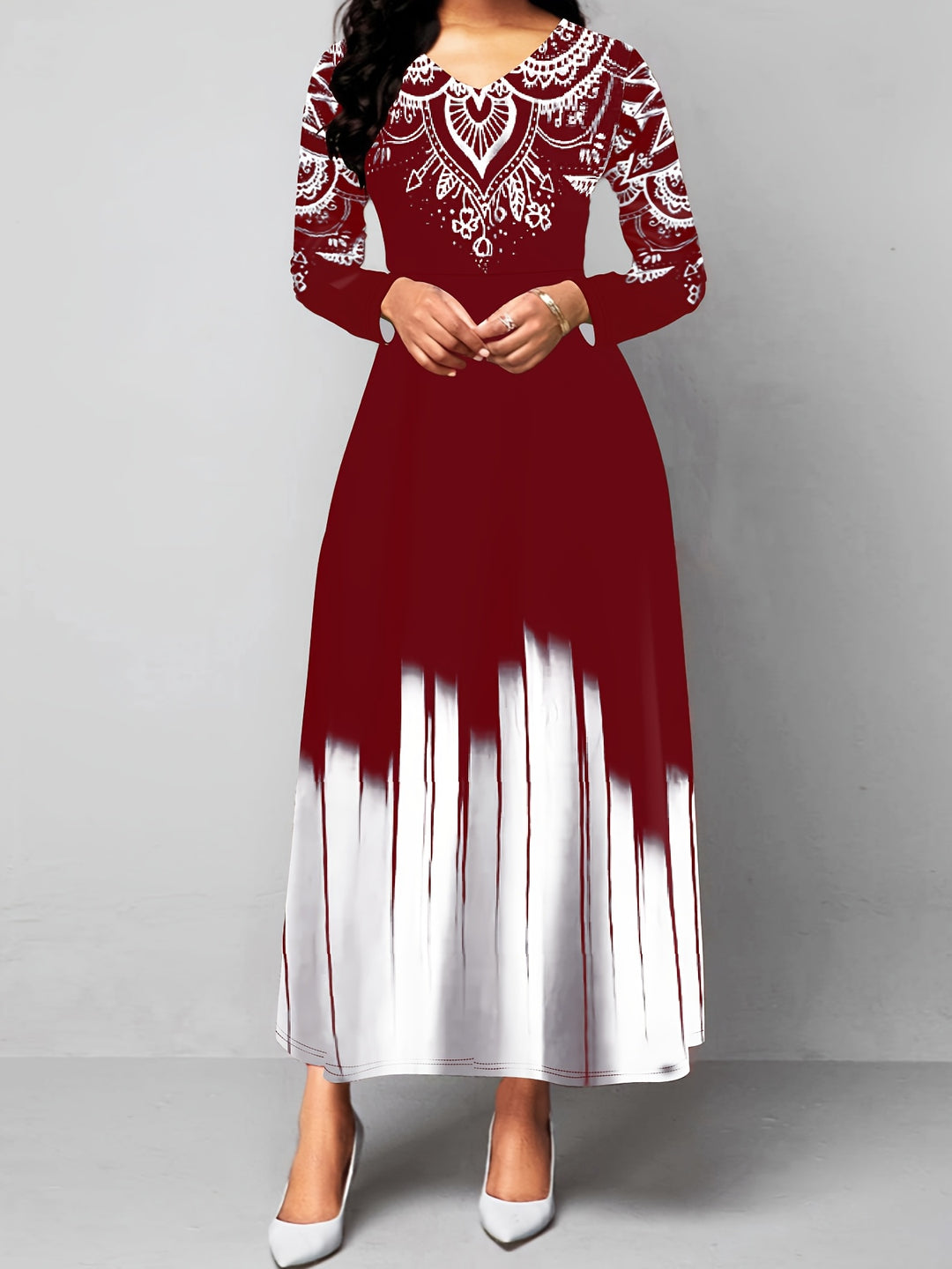 Rosalyn | Ornate Print A-Line Maxi Dress