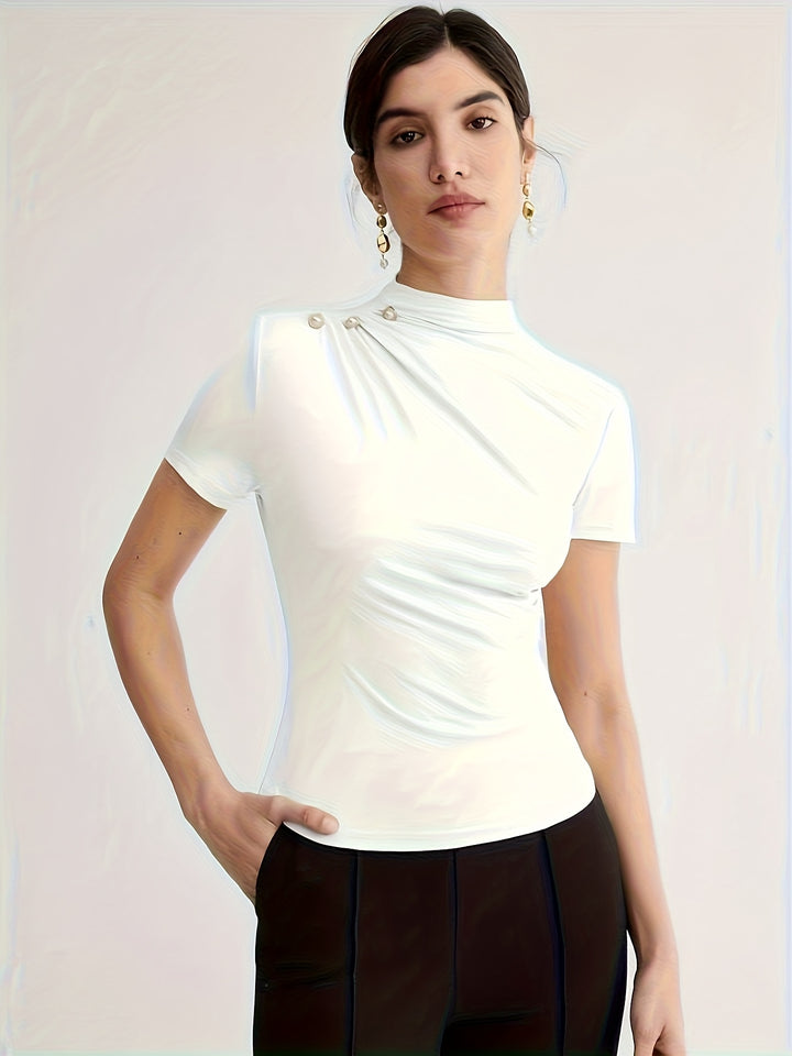 Hazel | Fitted Mock-Neck Top
