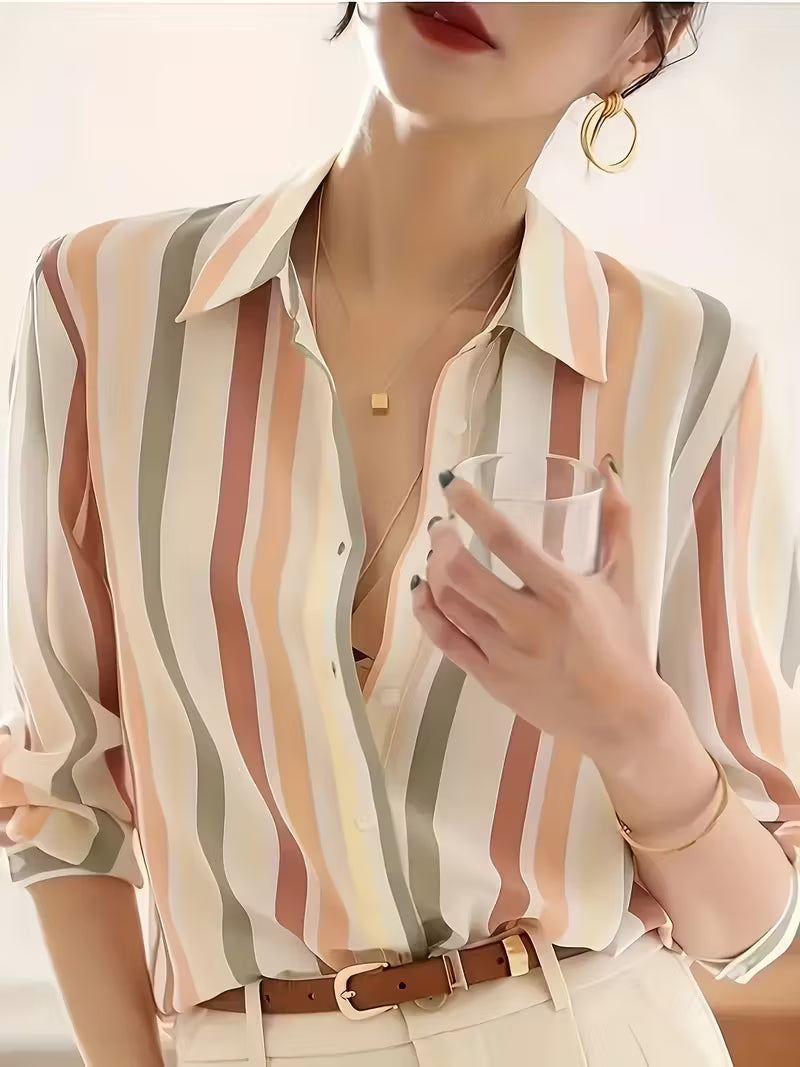 Serena | Striped Button-Up Shirt