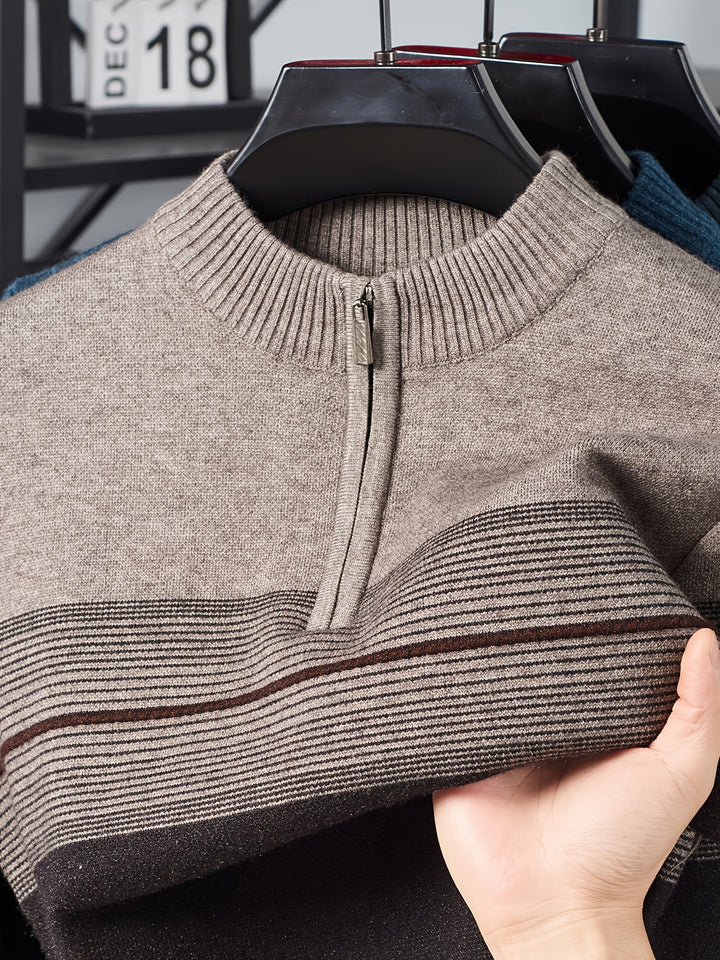 Ambrose | Half-Zip Striped Sweater